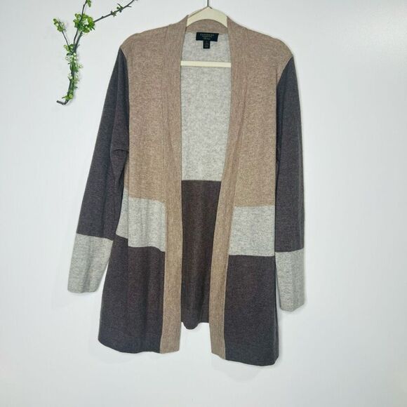 Charter Club Luxury Cashmere Sweater Long Cardigan Taupe Tan Gray Sz Large - Picture 1 of 8